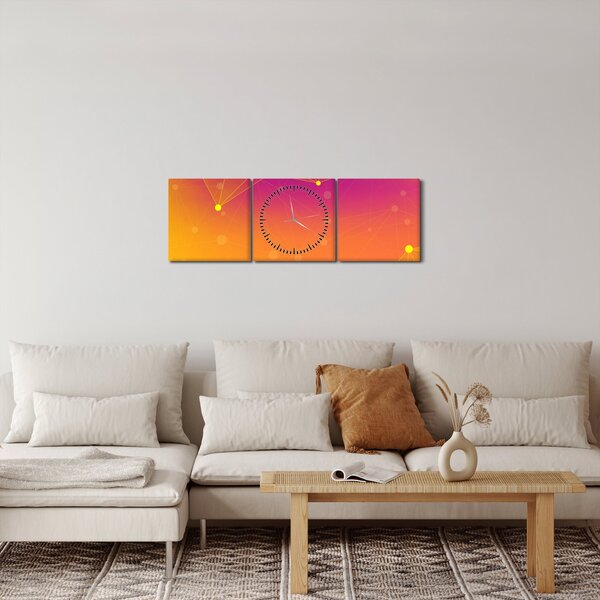 Tabloul modern colorat (cu ceas) (90x30 cm)