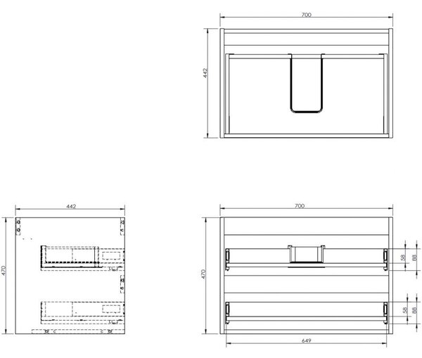 Mexen Box-A corp dulap lavoar 70 cm, 2 sertare, grafit mat - 91AX0-0700-470-2-66