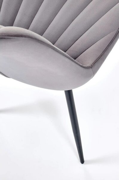 Scaun K589, gri - Bluvel 14, stofa catifelata/otel, 50x63x87 cm