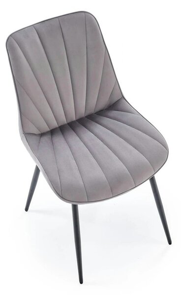 Scaun K589, gri - Bluvel 14, stofa catifelata/otel, 50x63x87 cm