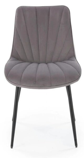Scaun K589, gri - Bluvel 14, stofa catifelata/otel, 50x63x87 cm