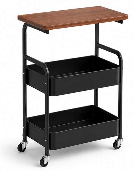 Masuta de colt pe roti NEXORA 77x43 cm, neagra