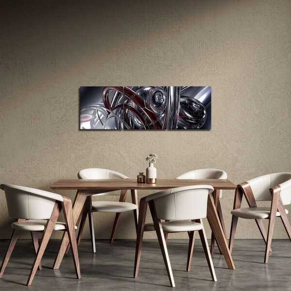 Tabloul cu abstracție în gri (cu ceas) (90x30 cm)