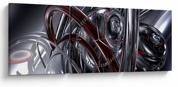 Tabloul cu abstracție în gri (cu ceas) (90x30 cm)