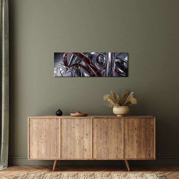 Tabloul cu abstracție în gri (cu ceas) (90x30 cm)