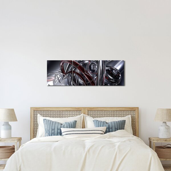 Tabloul cu abstracție în gri (cu ceas) (90x30 cm)