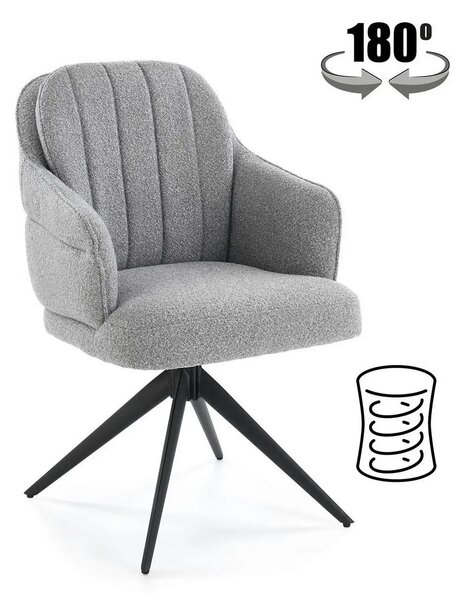 Scaun K570, gri/negru, stofa/otel, 61x70x92 cm