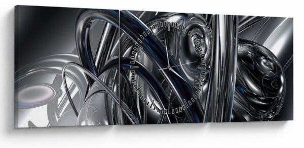 Tabloul cu abstracție gri cu albastru (cu ceas) (90x30 cm)