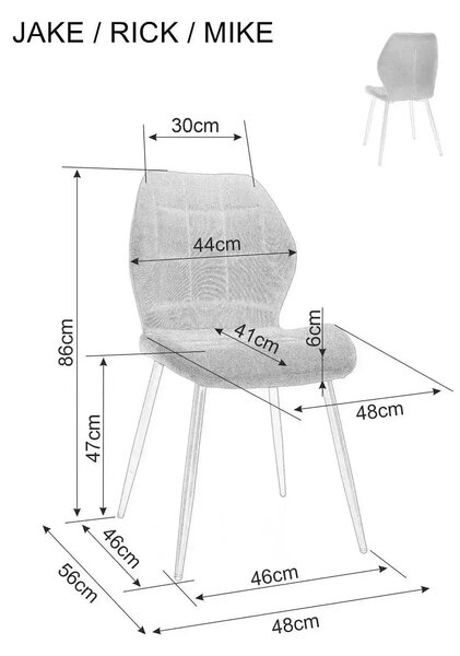 Scaun RICK, cappuccino - Bluvel 38, stofa catifelata/metal, 48x56x86 c