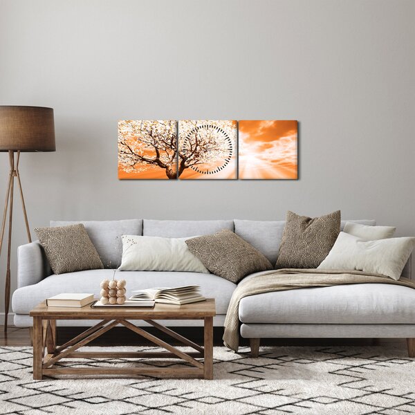 Tabloul cu pomul portocaliu (cu ceas) (90x30 cm)