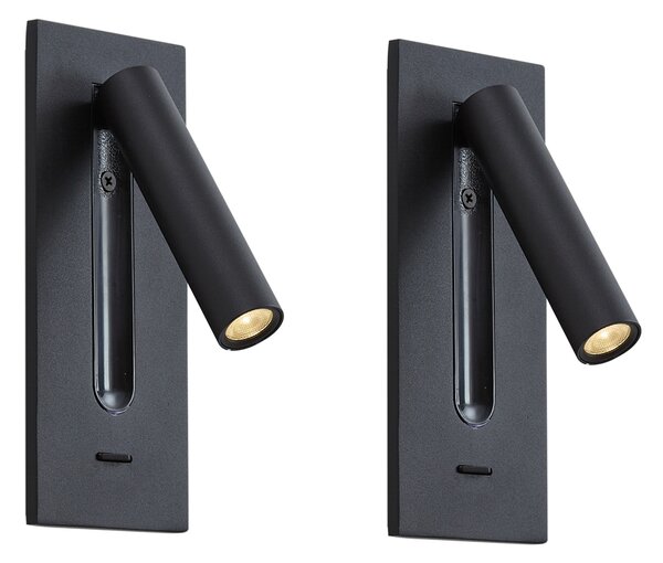 Set de 2 Aplice de Perete Moderne Negre Incl. LED - Plaza