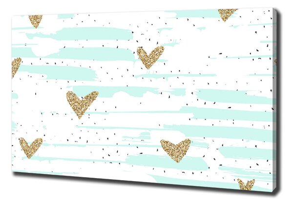 Tablou canvas inimi de aur fundal