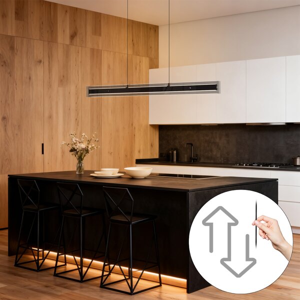 Lampă suspendată modernă neagră cu sticlă fumurie incl. LED Easylift - Catch