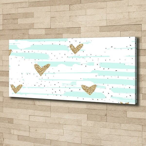 Tablou canvas inimi de aur fundal