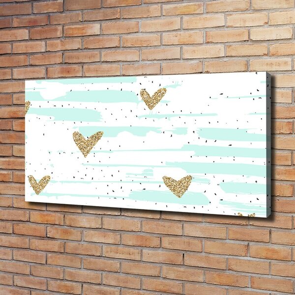 Tablou canvas inimi de aur fundal
