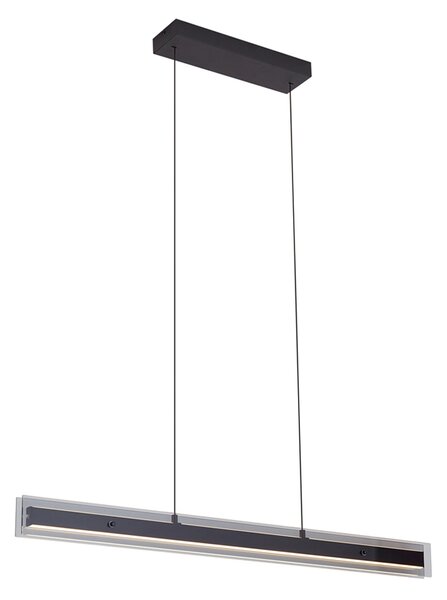 Lampă suspendată modernă neagră cu sticlă fumurie incl. LED Easylift - Catch