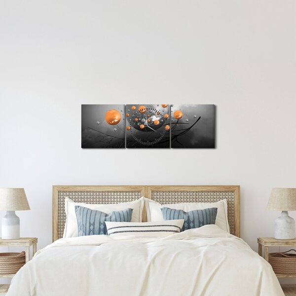 Tabloul cu bile portocalii (cu ceas) (90x30 cm)