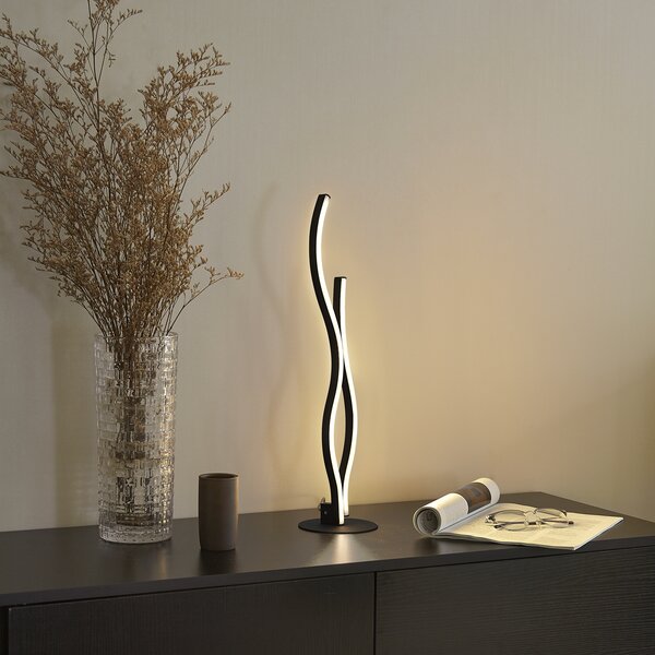 Lampă de masă de design neagră cu LED inclus, cu dimmer - Ying