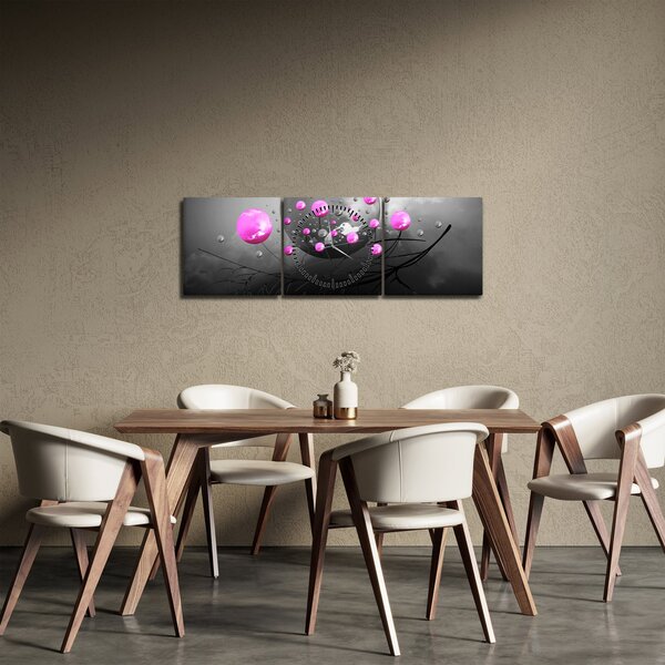 Tabloul cu bile roz (cu ceas) (90x30 cm)