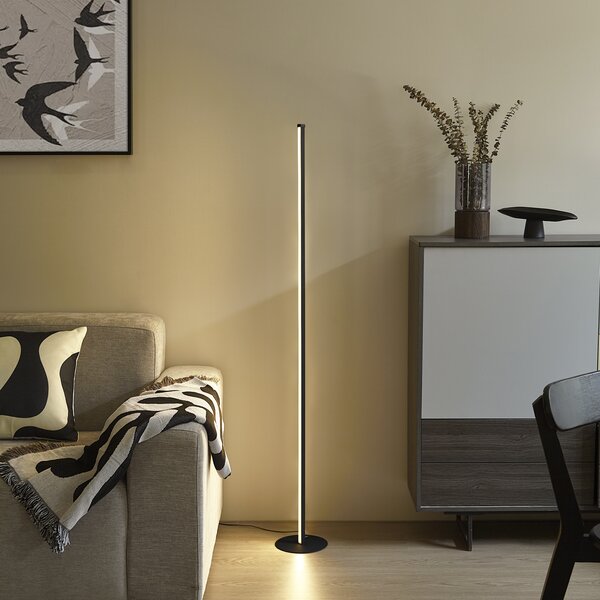 Lampă de podea de design neagră cu LED și dimmer tactil - Clutch