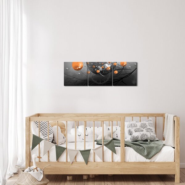 Tabloul cu bile portocalii (cu ceas) (90x30 cm)