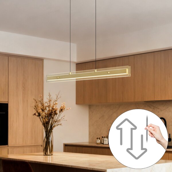 Lampă suspendată modernă din alamă cu sticlă transparentă, inclusiv LED Easylift - Catch