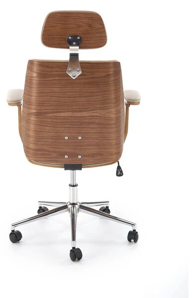 Scaun birou TIMBER, nuc/bej, piele ecologica/placaj indoit, 72x68x114/