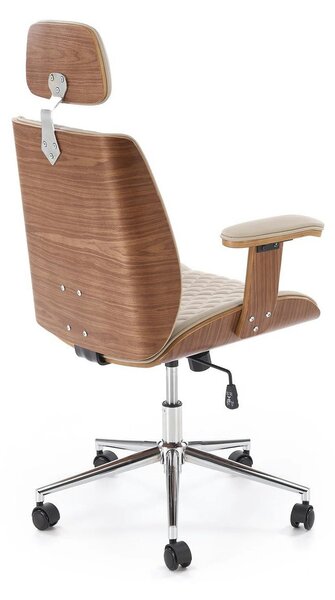 Scaun birou TIMBER, nuc/bej, piele ecologica/placaj indoit, 72x68x114/
