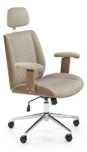 Scaun birou TIMBER, nuc/bej, piele ecologica/placaj indoit, 72x68x114/