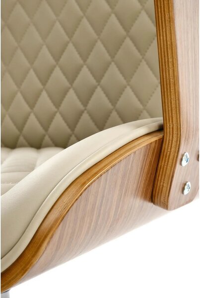 Scaun birou TIMBER, nuc/bej, piele ecologica/placaj indoit, 72x68x114/