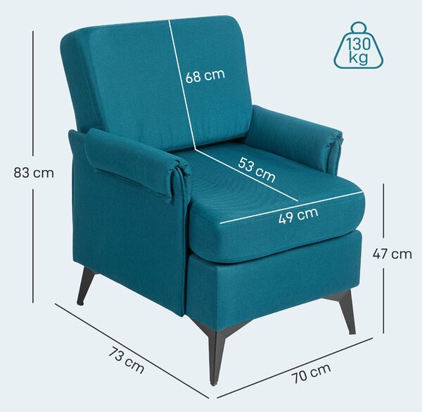 HOMCOM Fotoliu Modern Fotoliu Confortabil pentru Semineu Scaun de Efect din Panza pentru Camera de Zi Dormitor Biroul de Acasa Verde fotoliu pentru oaspeți sufragerie camera de zi dormitor dormitor interior casă | Aosom Romania