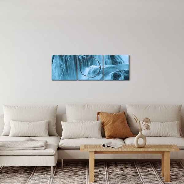 Tablou - cascadele închețate (cu ceas) (90x30 cm)