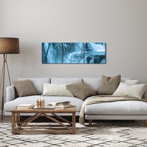 Tablou - cascadele închețate (cu ceas) (90x30 cm)