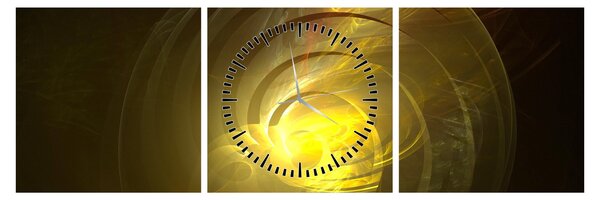 Tabloul cu spirala abstractă în galben (cu ceas) (90x30 cm)