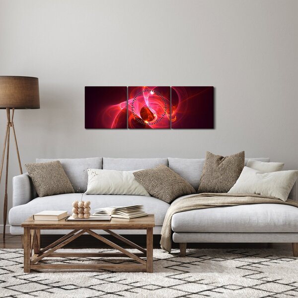 Tabloul modern cu abstacție roz (cu ceas) (90x30 cm)