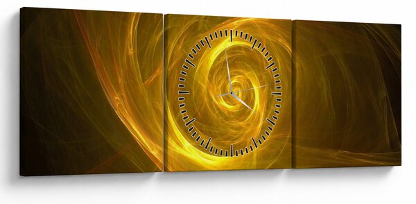 Tabloul cu spirala abstractă în galben (cu ceas) (90x30 cm)