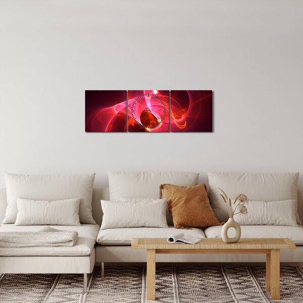 Tabloul modern cu abstacție roz (cu ceas) (90x30 cm)