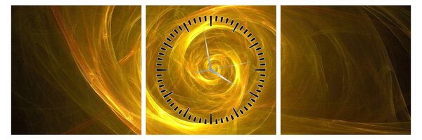 Tabloul cu spirala abstractă în galben (cu ceas) (90x30 cm)