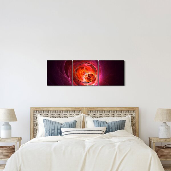 Tabloul modern cu abstracțiune roz (cu ceas) (90x30 cm)