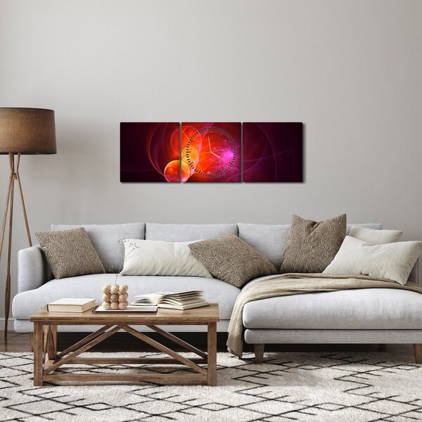 Tabloul modern cu abstracțiune roz (cu ceas) (90x30 cm)