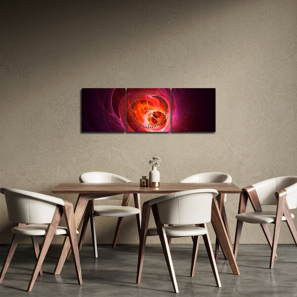 Tabloul modern cu abstracțiune roz (cu ceas) (90x30 cm)
