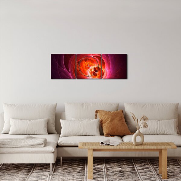 Tabloul modern cu abstracțiune roz (cu ceas) (90x30 cm)