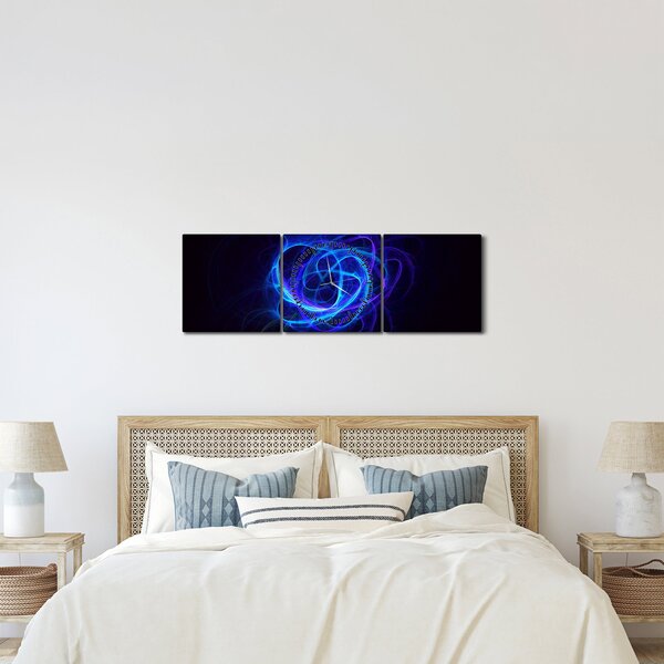 Tabloul cu ghem albastru abstract (cu ceas) (90x30 cm)