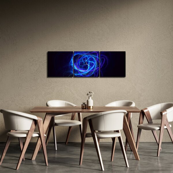 Tabloul cu ghem albastru abstract (cu ceas) (90x30 cm)
