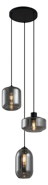 Lampă suspendată modernă neagră cu sticlă fumurie cu 3 lumini - Sheena