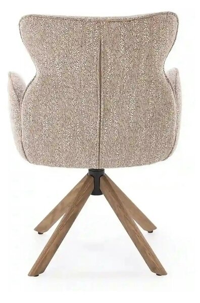 Scaun K585, bej inchis/nuc, stofa clasica/lemn, 63x64x93 cm