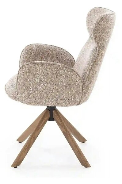 Scaun K585, bej inchis/nuc, stofa clasica/lemn, 63x64x93 cm