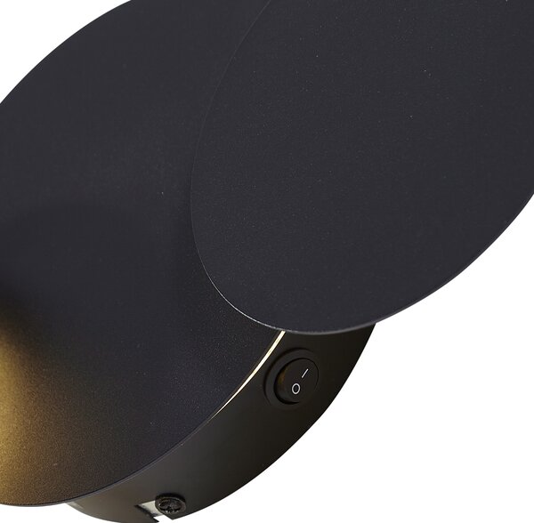 Lampă de perete modernă neagră incl. LED cu 3 trepte de intensitate luminoasă 5 lumini - Sunrise