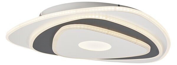 Plafonieră de design albă cu formă organică gri închis, incl. LED cu intensitate reglabilă - Taylor