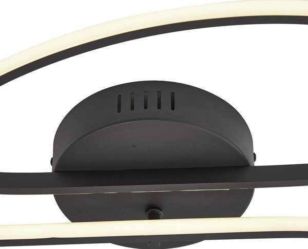 Plafonieră de design negru mat 65 cm cu 3 trepte de intensitate luminoasă și 2 lumini - Pepe